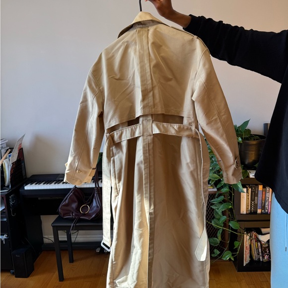 Zara Beige Double-Breasted Trench Coat - Picture 2 of 4